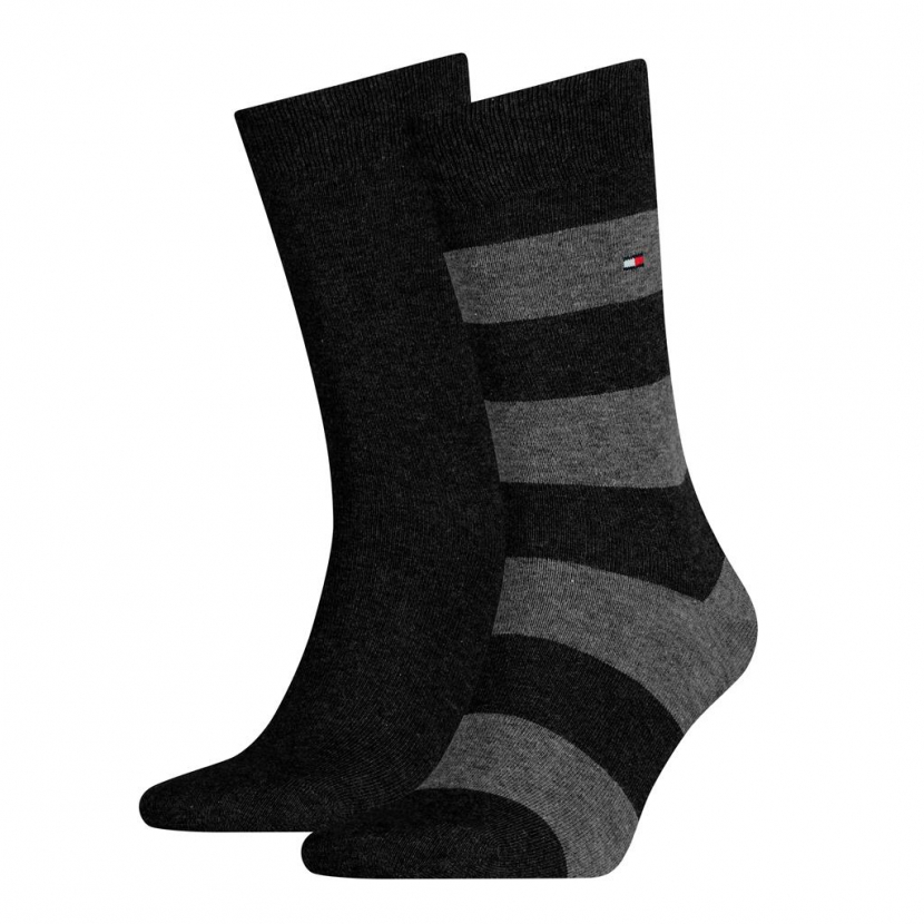 2 Paar Tommy Hilfiger Herren - Business Baumwollsocken - RUGBY Farbset: Schwarz