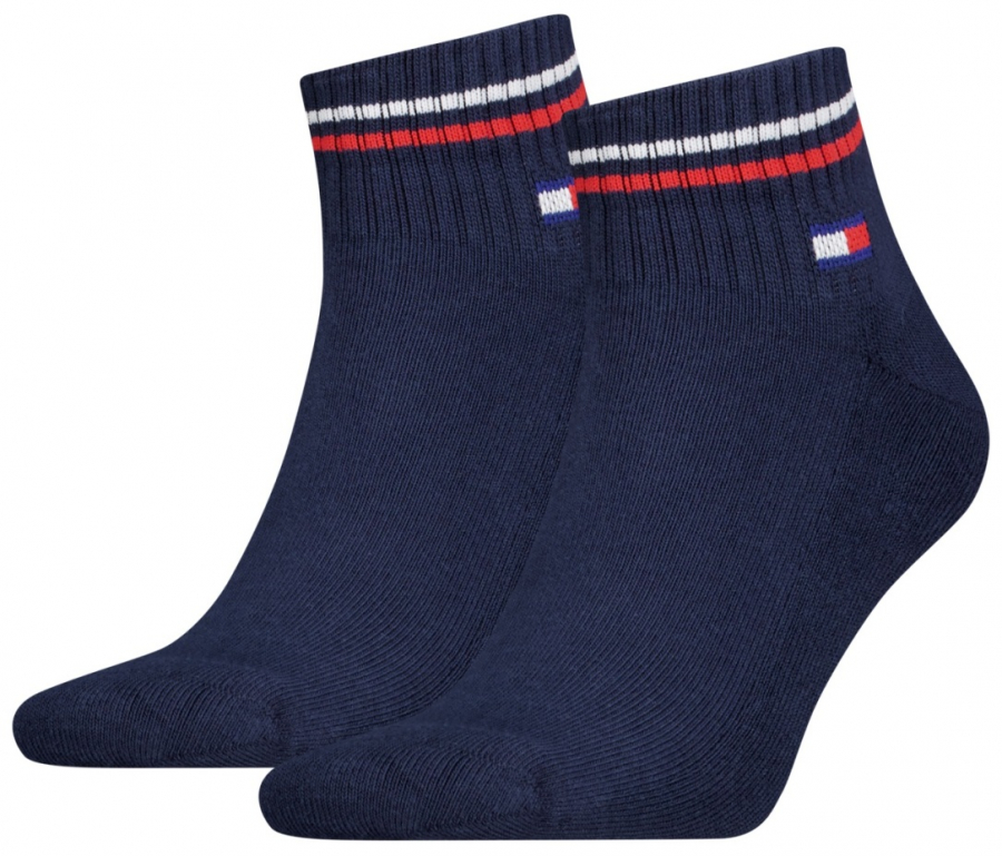 2 Paar Tommy Hilfiger Frotteesohle Sport - Quarter - Navy - Größe 39/42