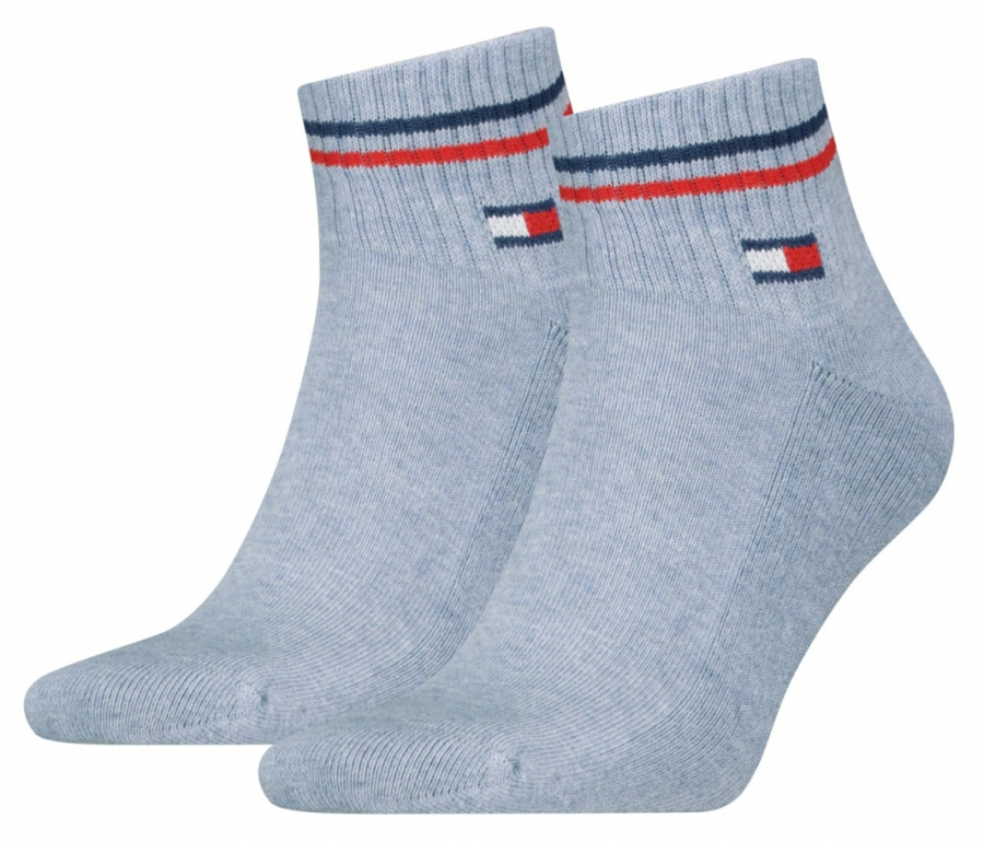 2 Paar Tommy Hilfiger Frotteesohle Sport - Quarter - Jeans - Größe 43/46