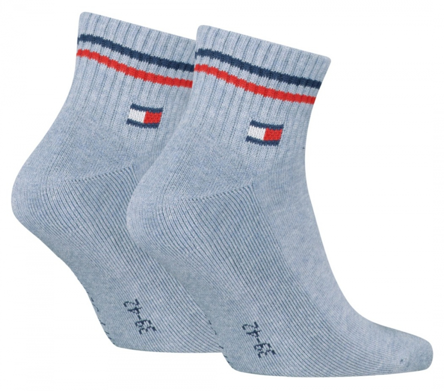 2 Paar Tommy Hilfiger Frotteesohle Sport - Quarter - Jeans - Größe 43/46