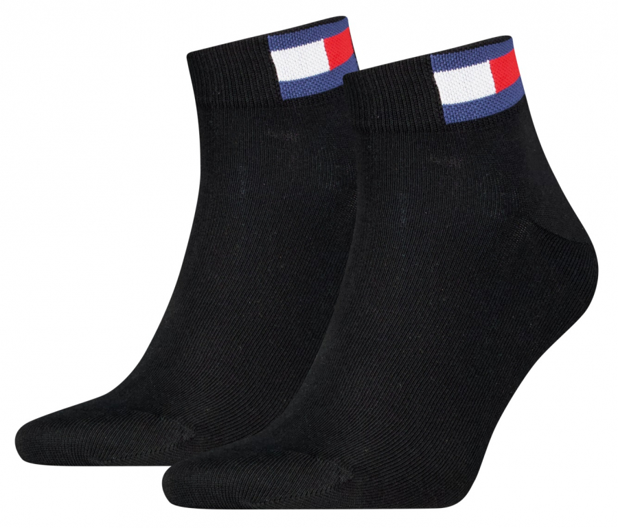 2 Paar Tommy Hilfiger Jeans - Unisex Flag Quarter - Schwarz
