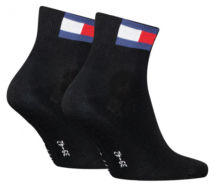 2 Paar Tommy Hilfiger Jeans - Unisex Flag Quarter - Schwarz