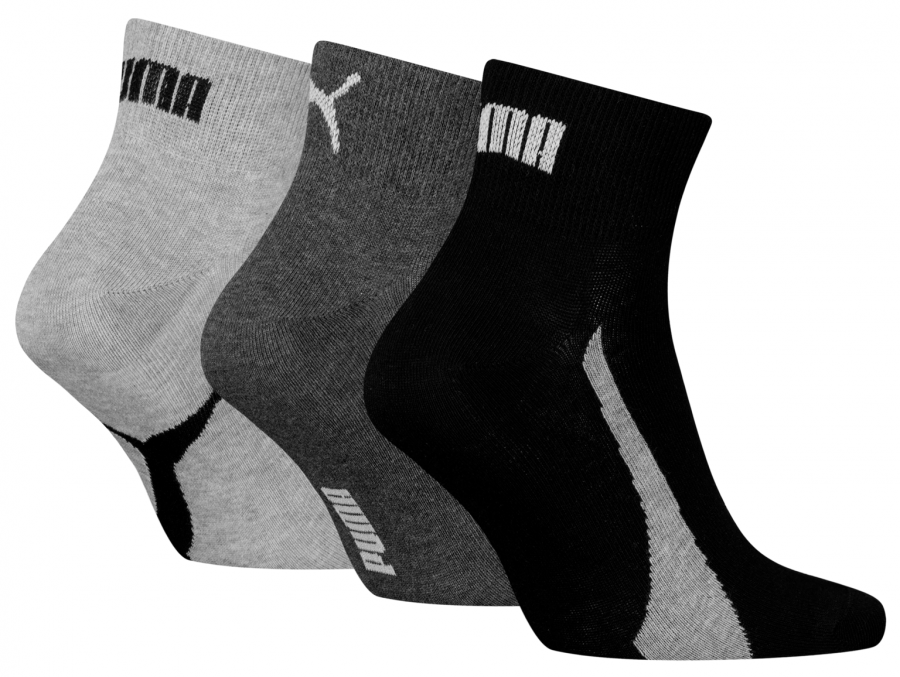 3 Paar Puma Retro Lifestyle Quarter - FX Set: Schwarz/Grautöne