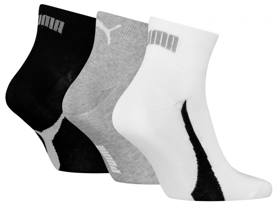3 Paar Puma Retro Lifestyle Quarter - FX Set: Weiß/Grau/Schwarz