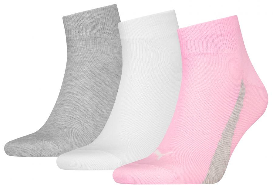3 Paar Puma Retro Lifestyle Quarter - FX Set: Rosa/Weiß/Grau