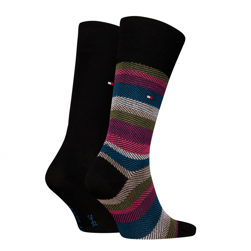 2 Paar Hilfiger Business Herrensocken - Fishbone FX Black - Größe 39/42