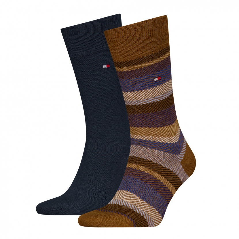 2 Paar Tommy Hilfiger Herrensocken - Fishbone FX Ocker - Größe 39/42