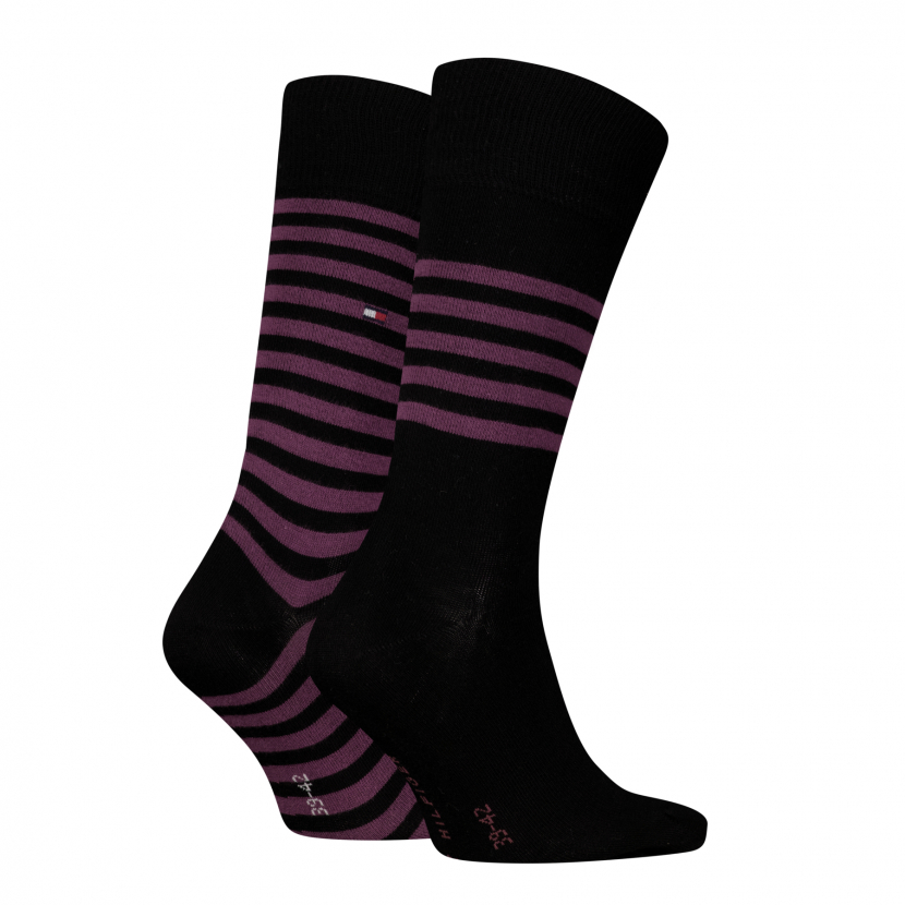 2 Paar Tommy Hilfiger Herrensocken - Ringel - FX Black - Größe 39/42