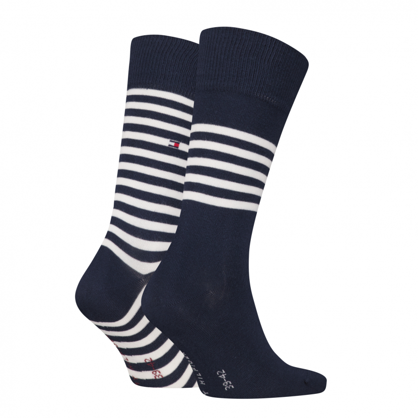 2 Paar Tommy Hilfiger Herrensocken - Ringel - FX Navy - Größe 39/42