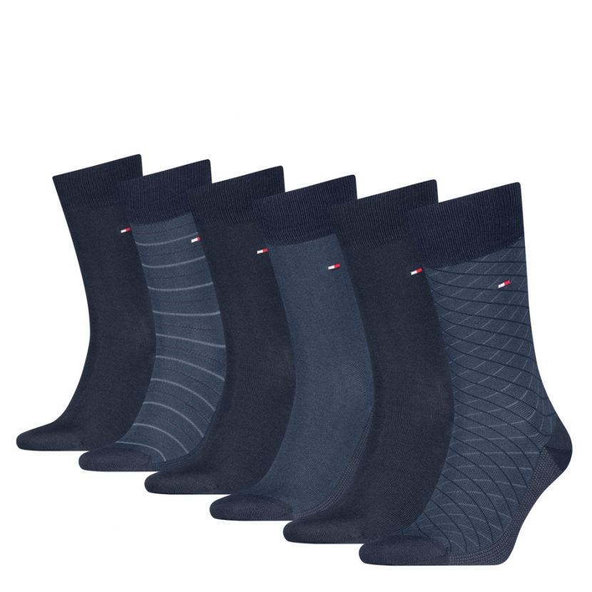 6 Paar Tommy Hilfiger Herren - Business Baumwollsocken - Geschenkbox: Navy