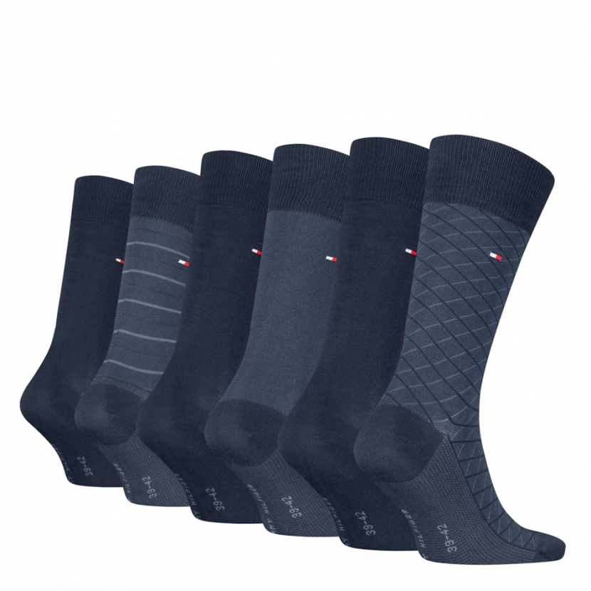 6 Paar Tommy Hilfiger Herren - Business Baumwollsocken - Geschenkbox: Navy