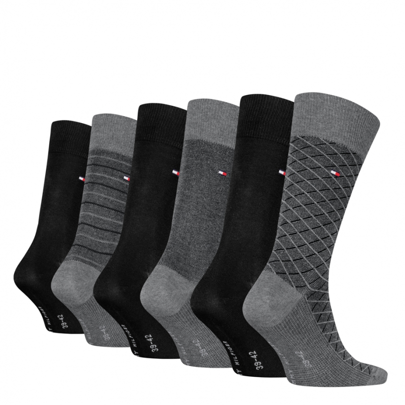 6 Paar Tommy Hilfiger Herren - Business Baumwollsocken - Geschenkbox: Grey