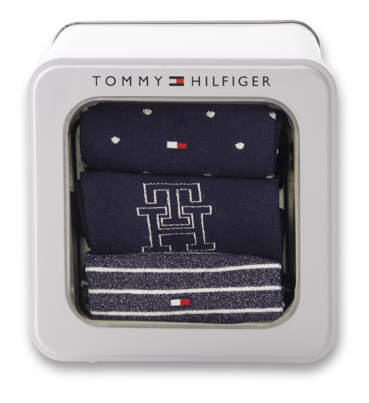 3 Paar Tommy Hilfiger Damen - Business Baumwollsocken - Geschenkbox: Navy/Blue