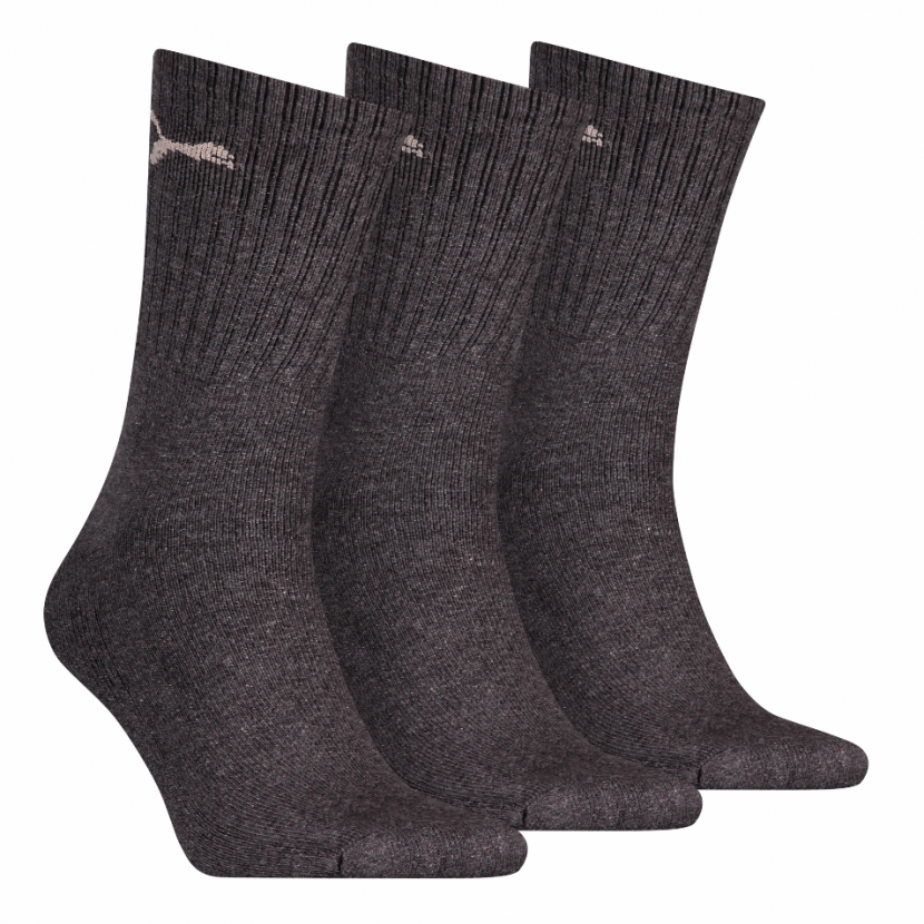 3 Paar Puma Tennissocken - Klassik Crew Form (Normallang) - Farbset: Uni Anthrazit