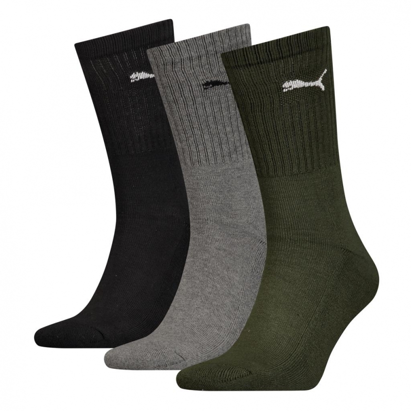 3 Paar Puma Sportsocken Normallang Farbset - Olivmix - Größe 35/38