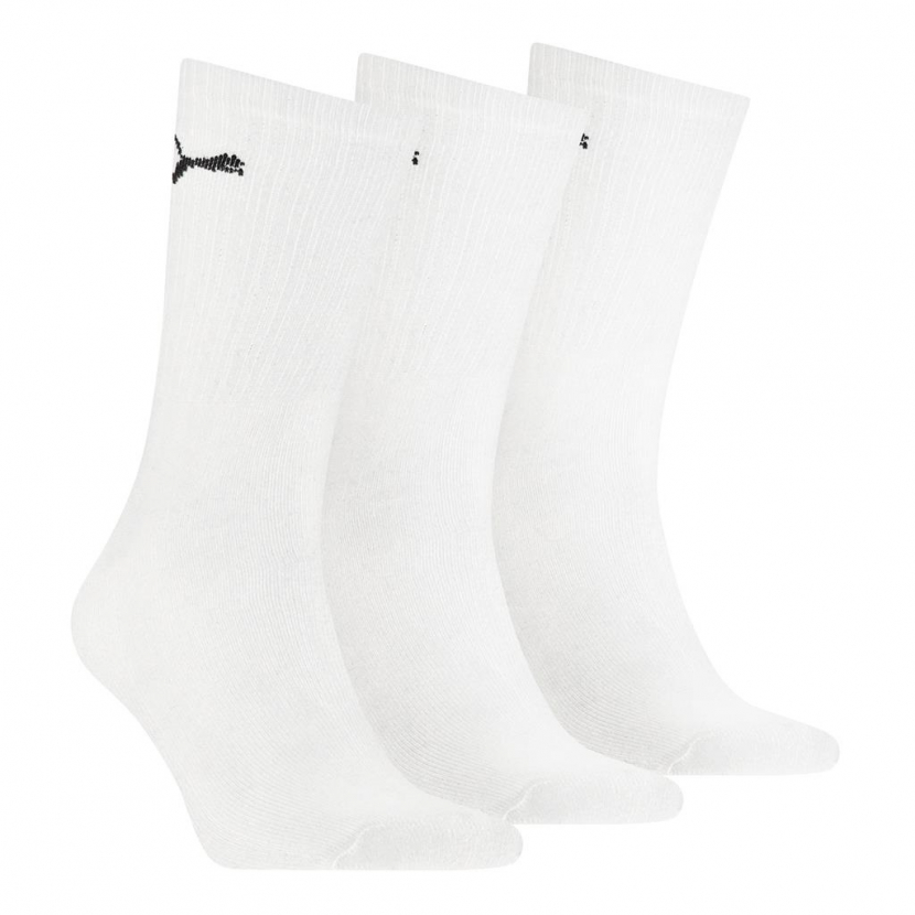 3 Paar Puma Tennissocken - Klassik Crew Form (Normallang) - Farbset: Uni Weiss