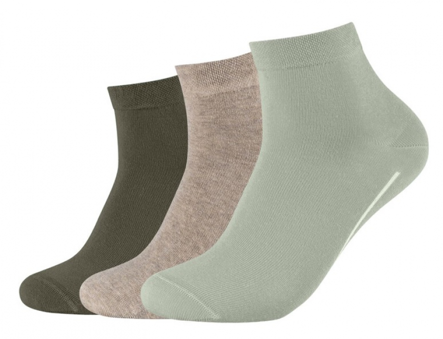 3 Paar Camano Quarter Kurzsocken ohne Gummi - Mix Desert Sage - Größe 43/46