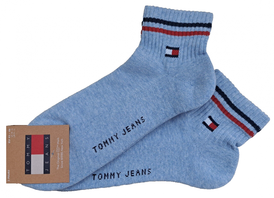 2 Paar Tommy Hilfiger Frotteesohle Sport - Quarter - Jeans - Größe 43/46