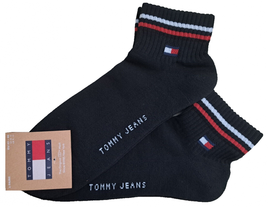 2 Paar Tommy Hilfiger Frotteesohle Sport - Quarter - Black - Größe 43/46
