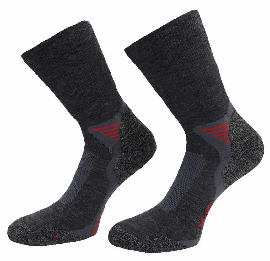 Merino Outdoor - Funktionssocken mit 1/1 Rippe Softbund - Anthrazit