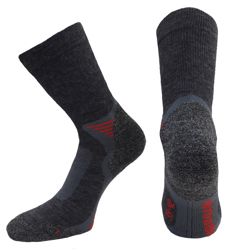 Merino Outdoor - Funktionssocken mit 1/1 Rippe Softbund - Anthrazit