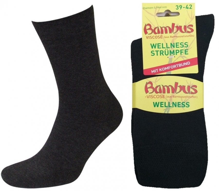 3 Paar Bambus Wellness Strümpfe ohne Gummi - Anthrazit - Größe 39/42