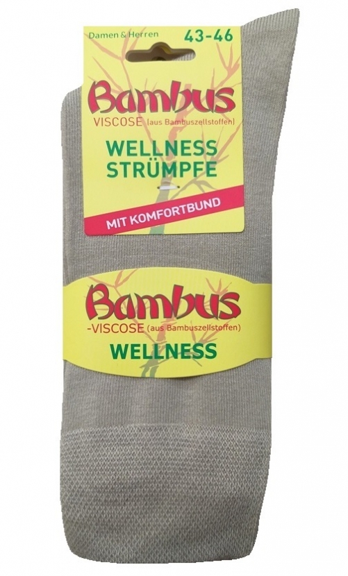 3 Paar Bambus Wellness Strümpfe ohne Gummi - Beige - Größe 47/49