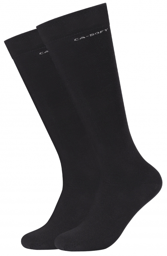 2 Paar Camano Baumwoll Softbund Kniestrümpfe - Schwarz