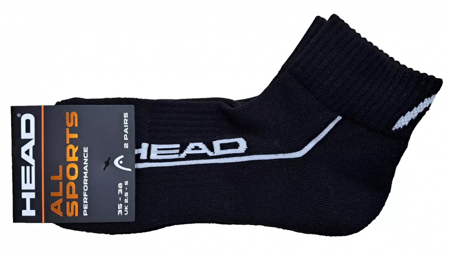 2 Paar HEAD All Sports - Frotteesohle Quarter - Schwarz