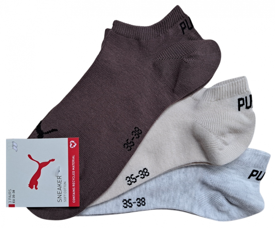 3 Paar Puma Sneaker - Invisible Farbset - FX Braun/Natur - Größe 39/42