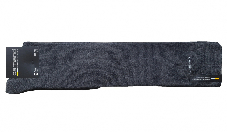 2 Paar Camano Baumwoll Softbund Kniestrümpfe - Anthrazit