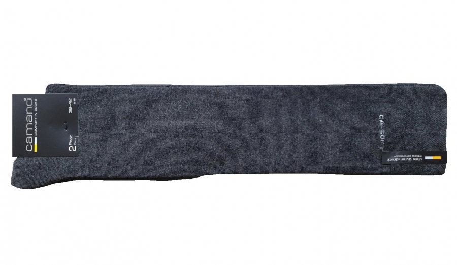 2 Paar Camano Baumwoll Kniestrümpfe Softbund - Anthrazit - Größe 39/42