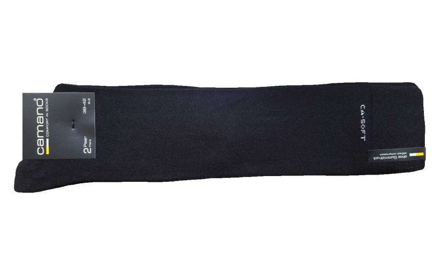 2 Paar Camano Baumwoll Kniestrümpfe Softbund - Schwarz - Größe 43/46
