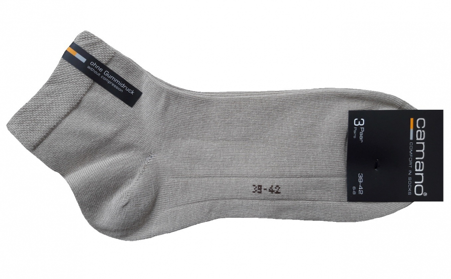 3 Paar Camano Baumwoll Quarter - druckfreie Kurzsocken - Sandmelange