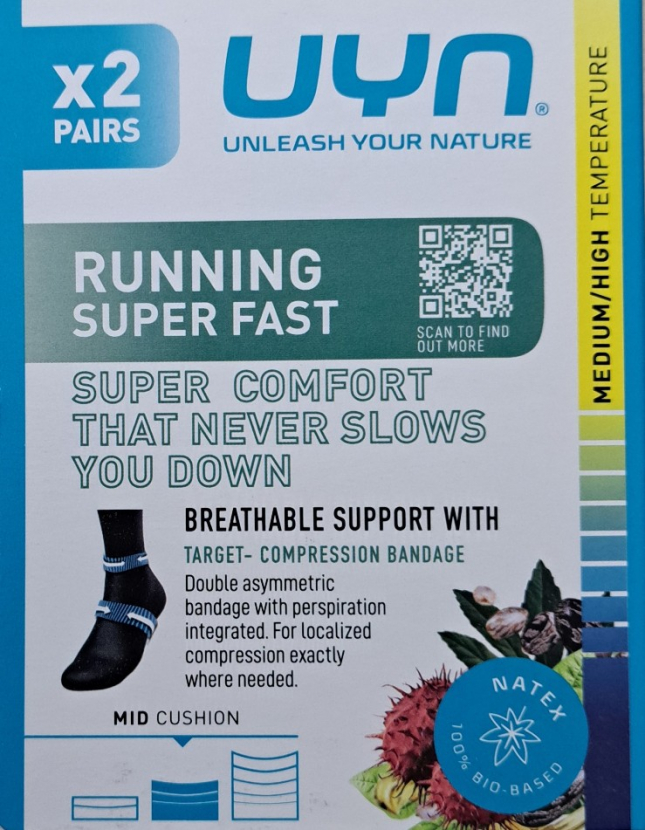 UYN Herren - Running Super Fast - Doppelpack !! - Kraftblau