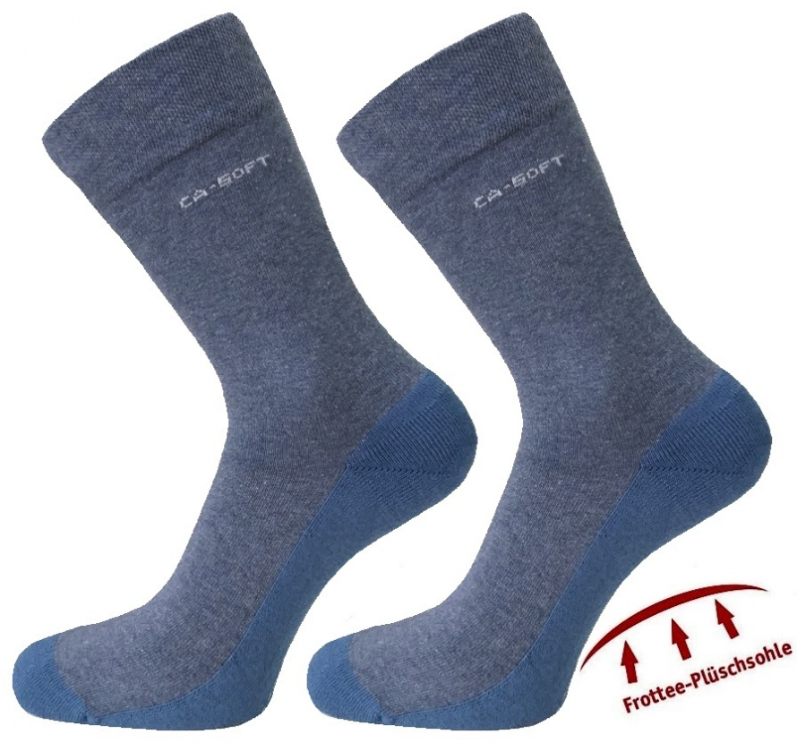 2 Paar Camano CA Soft - Baumwollsocken mit Frotteesohle - Jeansmelange