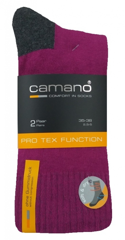 2 Paar Camano Pro Tex Comfort Funktionssocken - Fuchsia - Größe 35/38