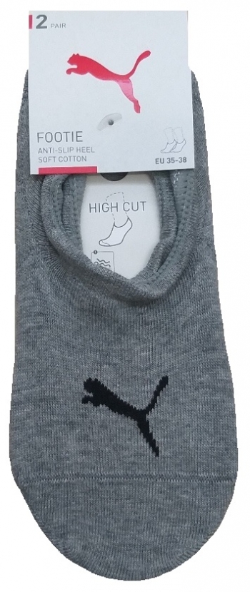 2 Paar HIGH CUT Footies mit Slip Stop (Fersen ABS) - Grau - Größe 43/46