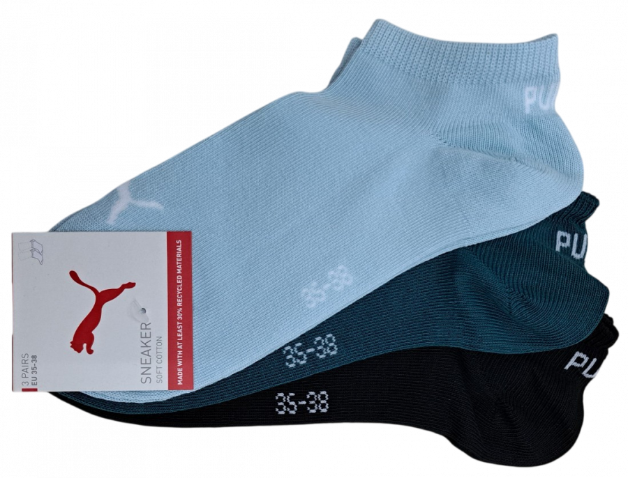 3 Paar Puma Basic Unisex Sneaker Füßlinge - Farbset: Mix Emerald/Ice