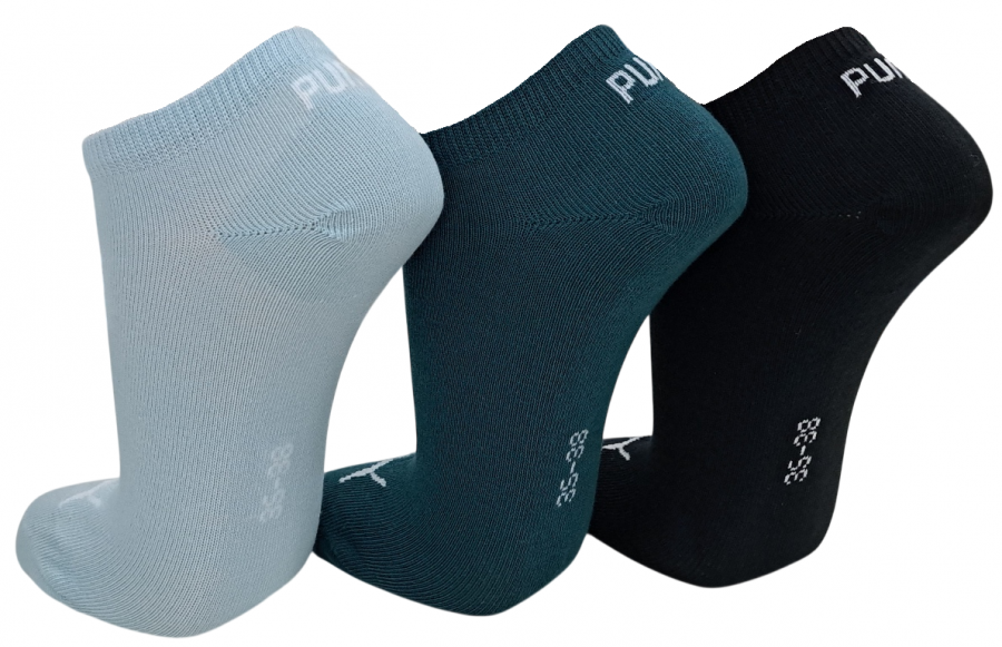 3 Paar Puma Basic Unisex Sneaker Füßlinge - Farbset: Mix Emerald/Ice