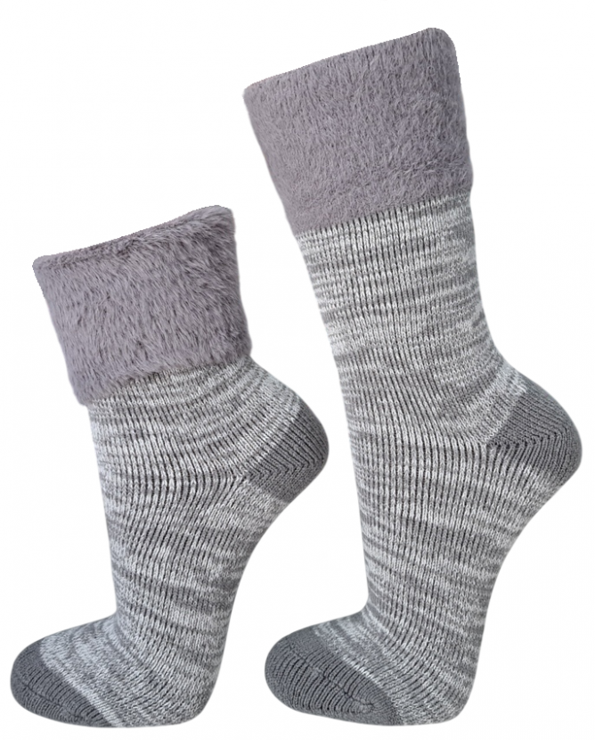 Damen - Umschlagrand Kuschelsocken - Grau