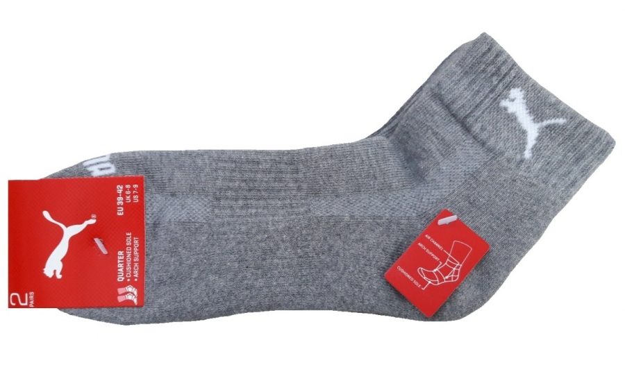 3 Paar Puma Match Frotteesohle Sport - Quarter - Grau - Größe 43/46