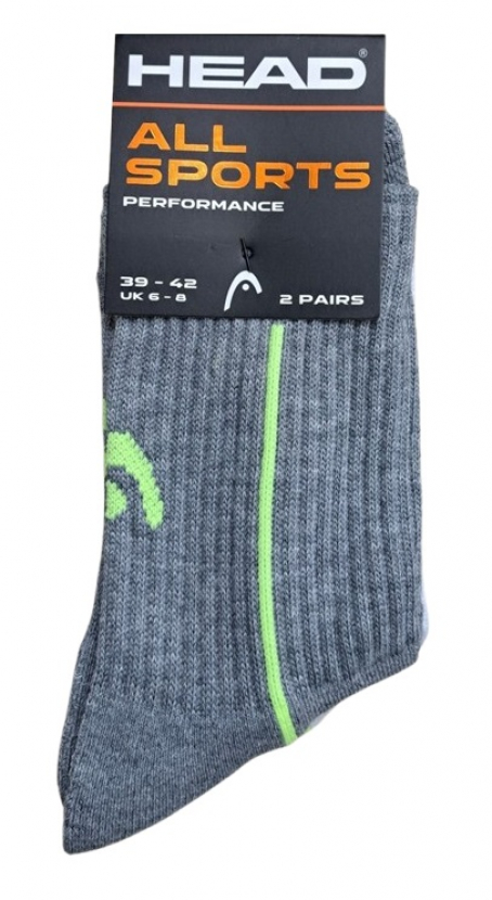 2 Paar HEAD All Sports - Kurzschaft Sportsocken - Weiß/Grau