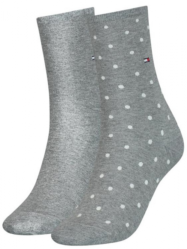 2 Paar Tommy Hilfiger Damen - Business Baumwollsocken - DOT Farbset: Graumelange