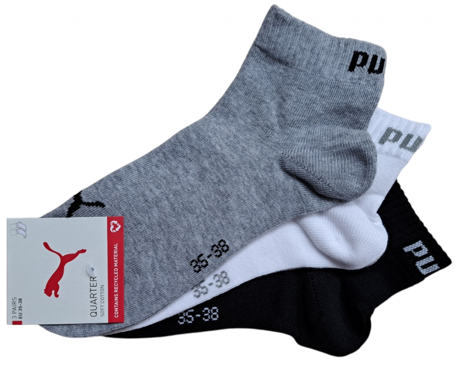 3 Paar Puma Klassik Quarter - Farbset - Basic MIX - Größe 39/42