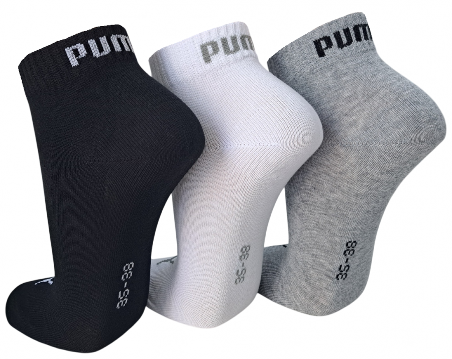 3 Paar Puma Klassik Quarter - Farbset - Basic MIX - Größe 39/42
