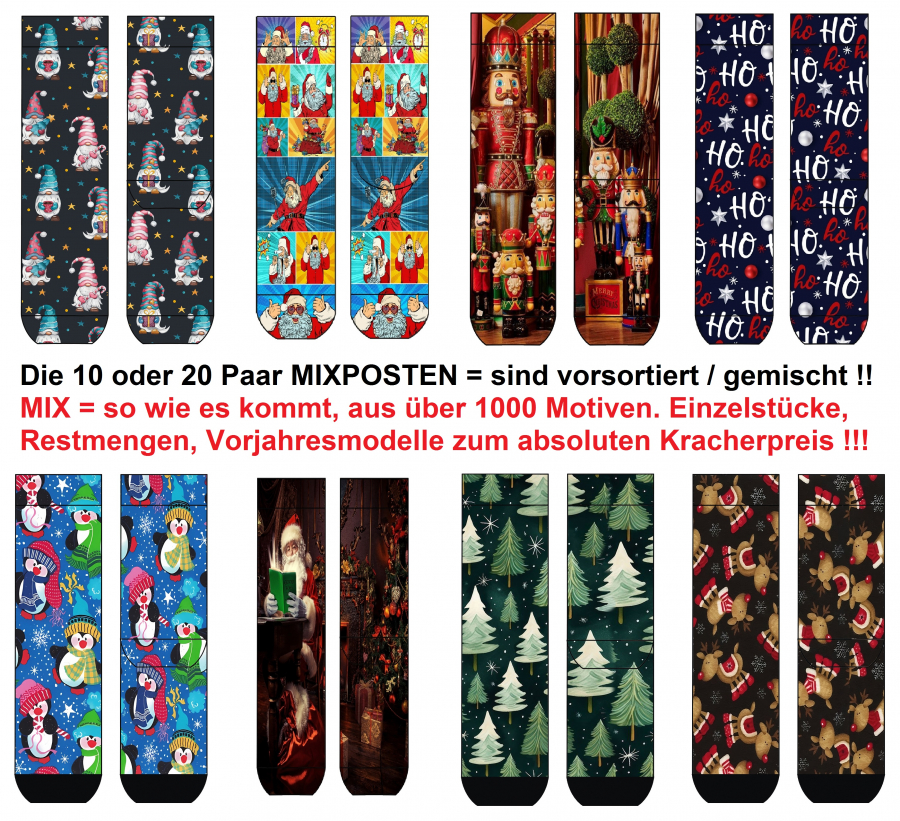 10 Paar Cool 7 und Wigglesteps Socken Restposten - MIX WEIHNACHTSMOTIVE