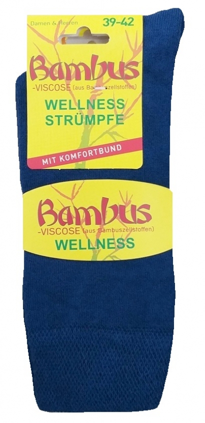 3 Paar Bambus Wellness Strümpfe ohne Gummi - Blau - Größe 47/49