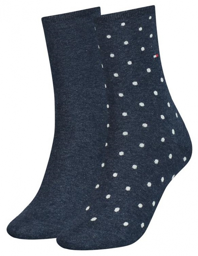 2 Paar Tommy Hilfiger Damen - Business Baumwollsocken - DOT Farbset: Jeansmelange