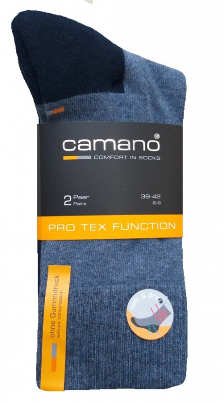 2 Paar Camano Pro Tex - Sportsocken mit P-Sohle - Jeansmelange